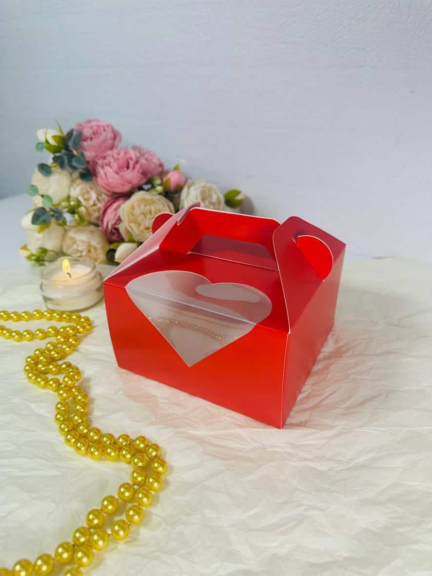 Упаковка под бенто-торт, с окном в форме сердца, Алый — изображение 6